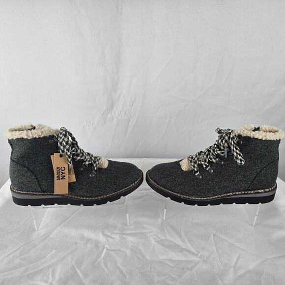Madden NYC Boots Women's 11 Hiker Wedge ECO LUX Charcoal Grey Foam Insoles NWT - Picture 6 of 15